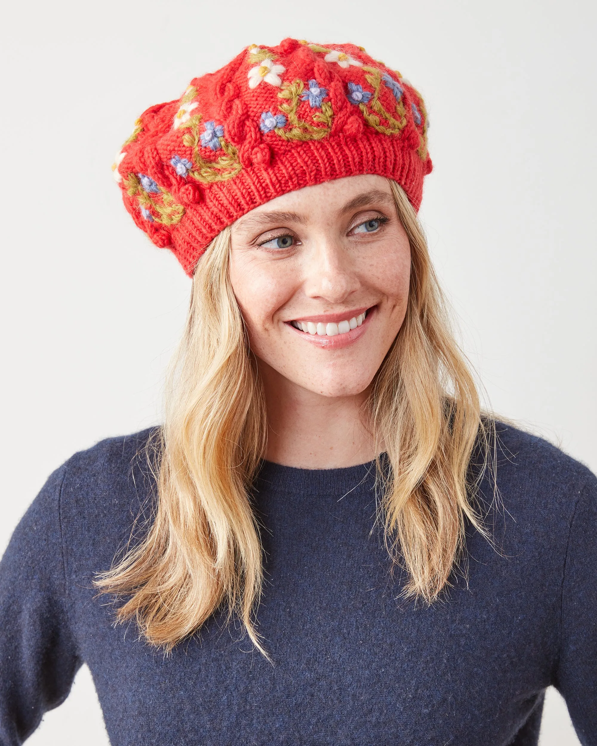 Red - Eleanor Beret - French Knot