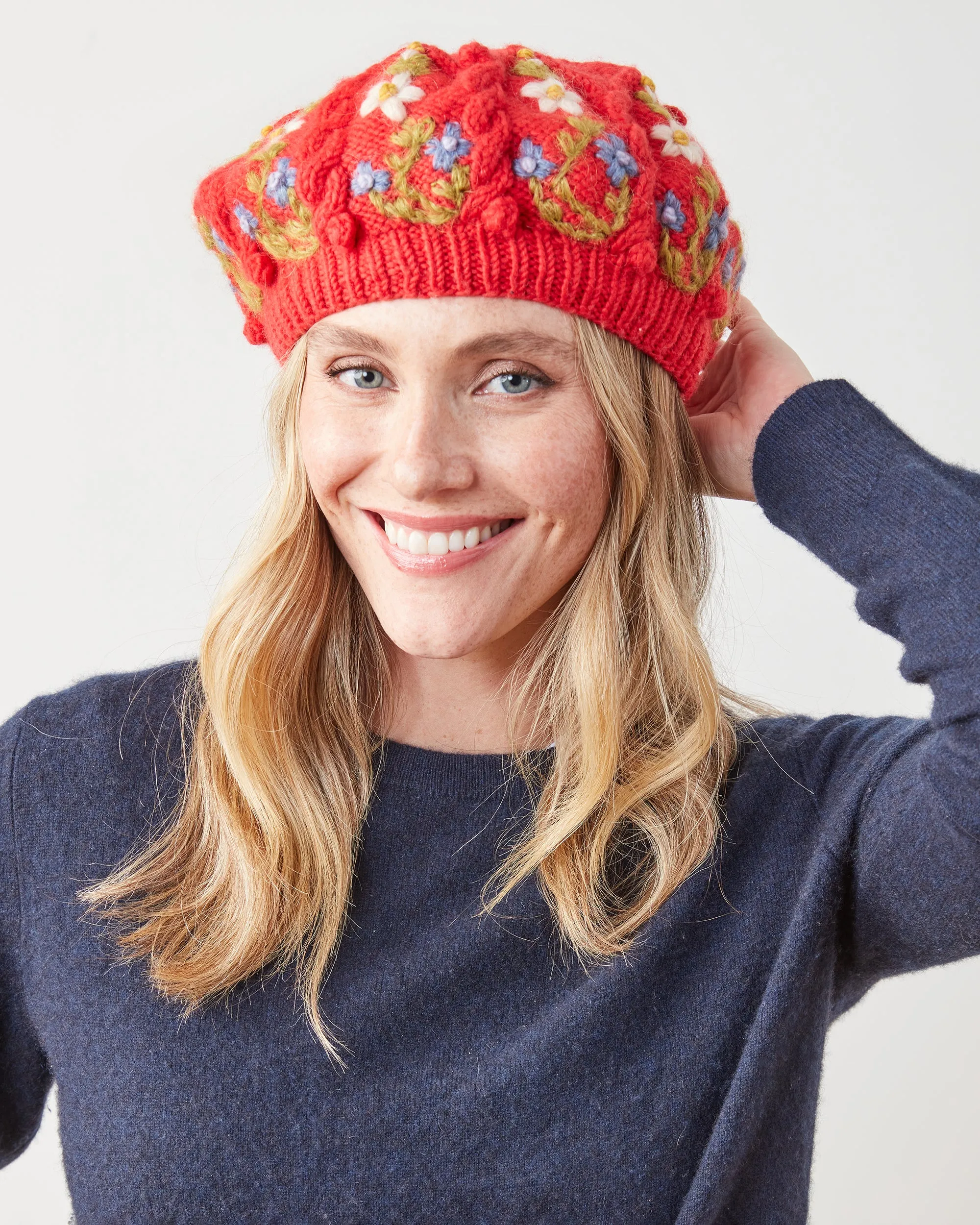 Red - Eleanor Beret - French Knot