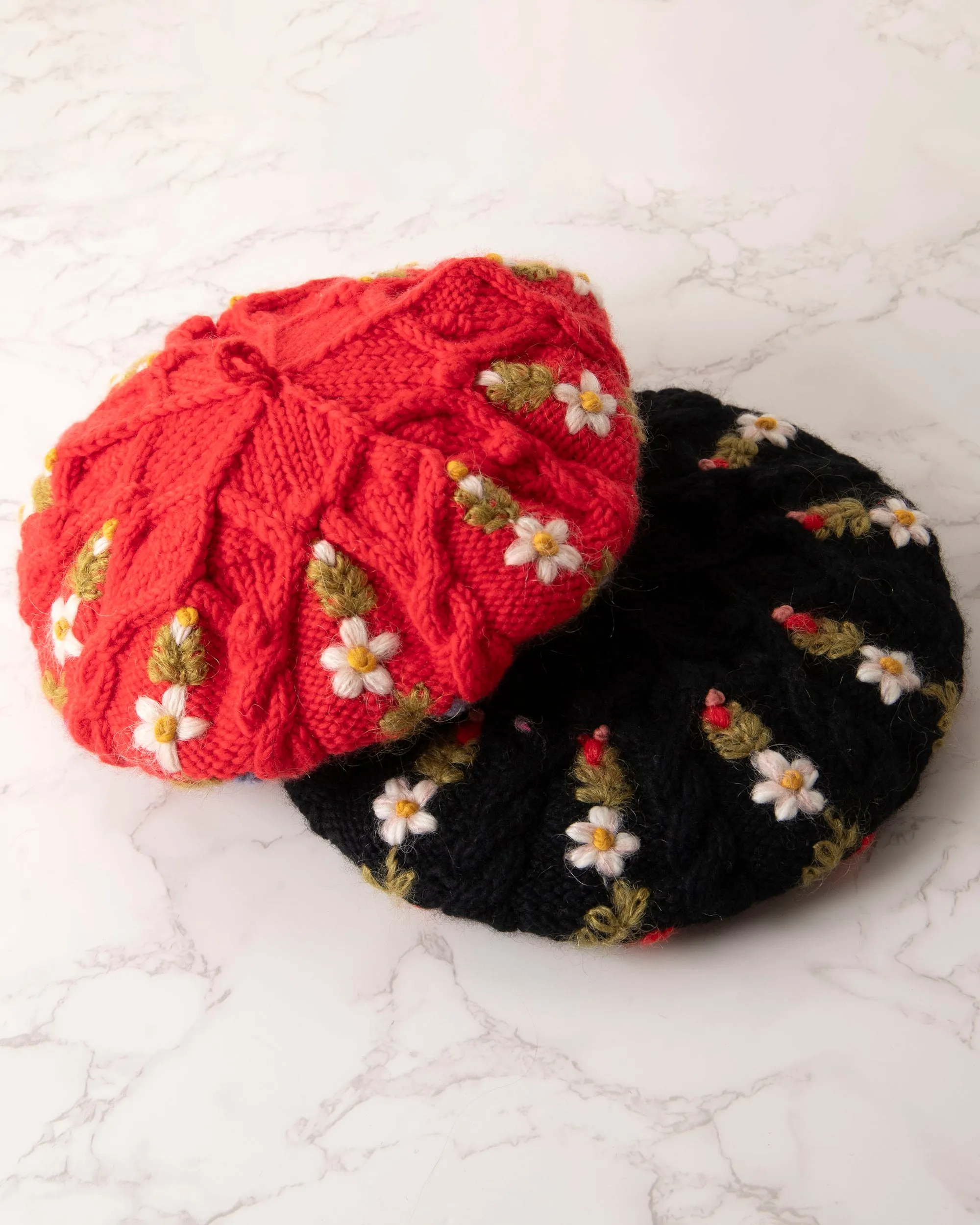 Red - Eleanor Beret - French Knot