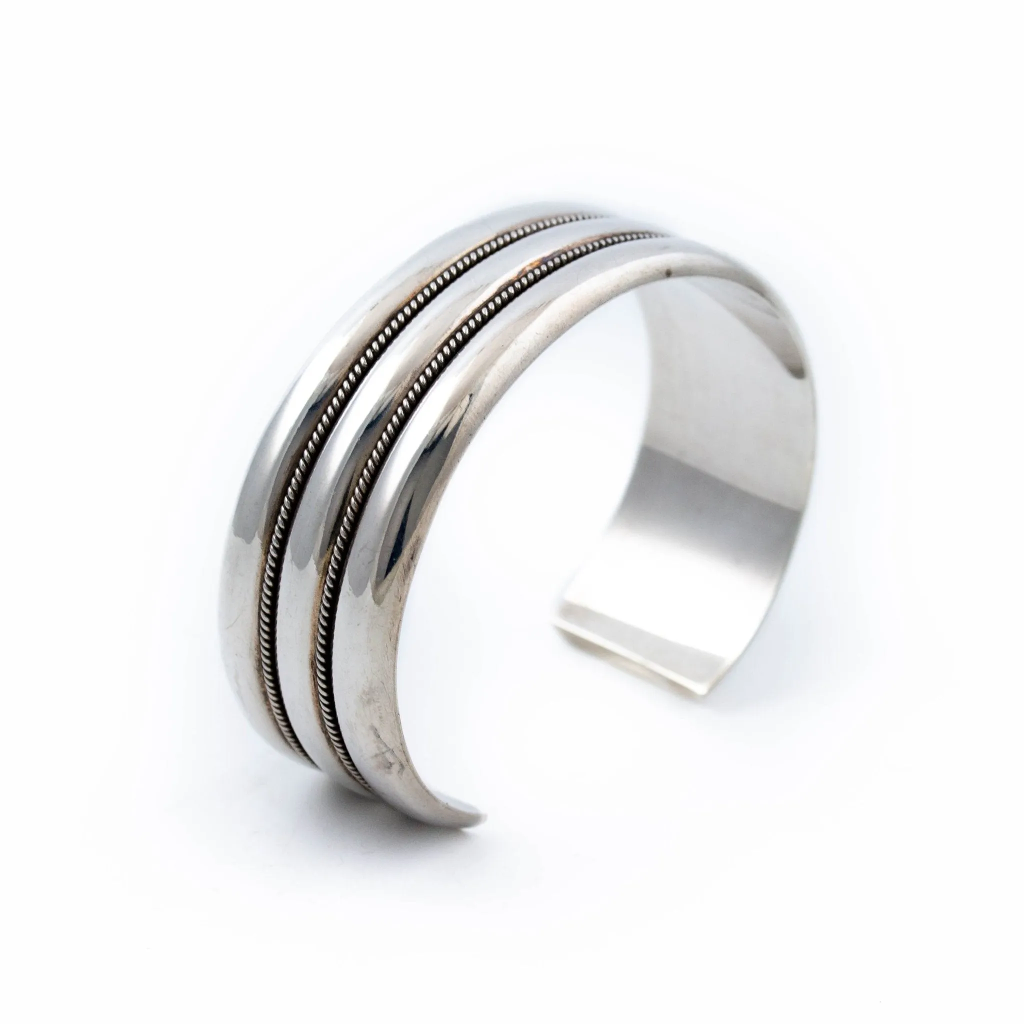 Ribbed Sterling Silver Cuff