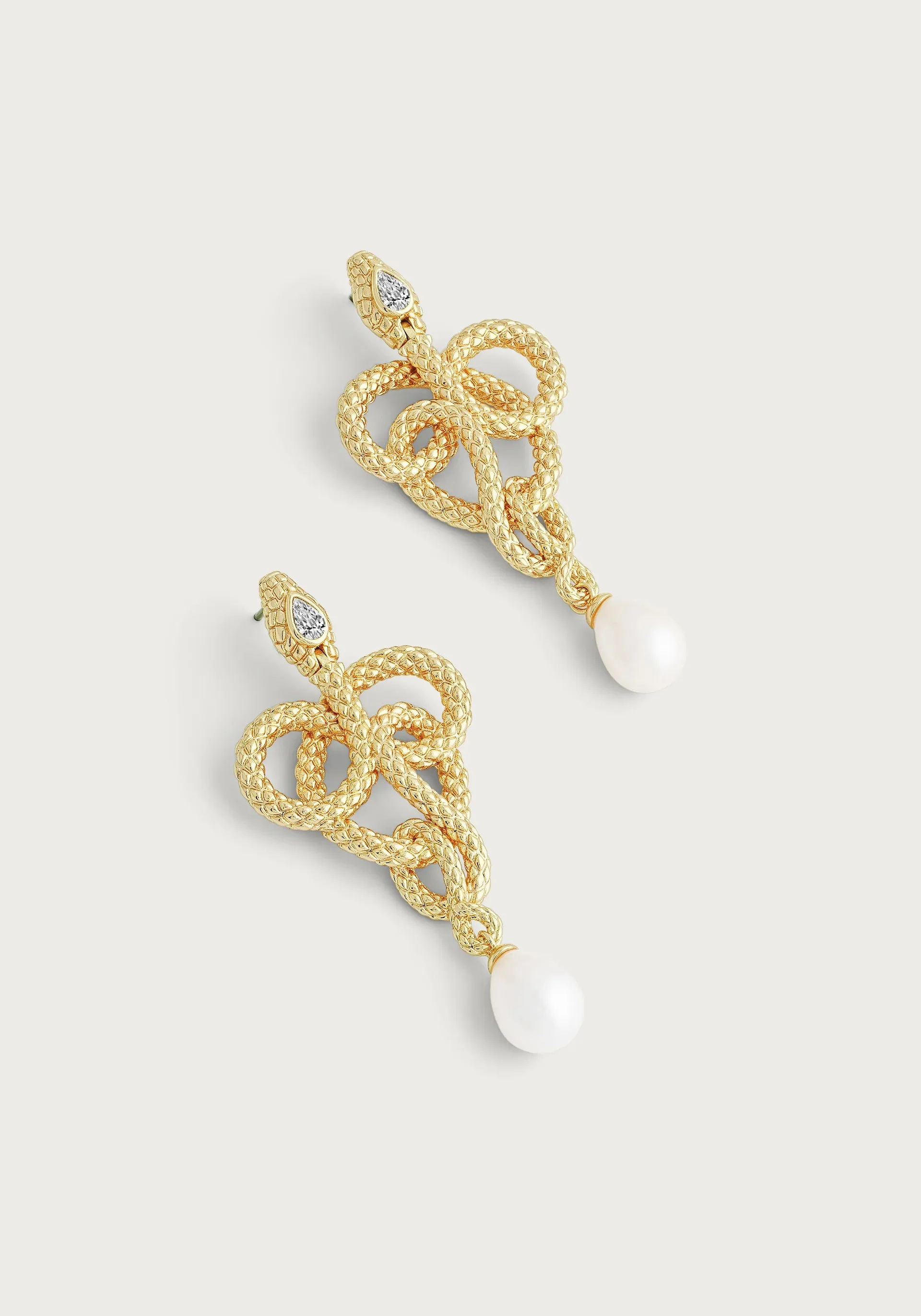 Serpent Pearl Drop Earrings