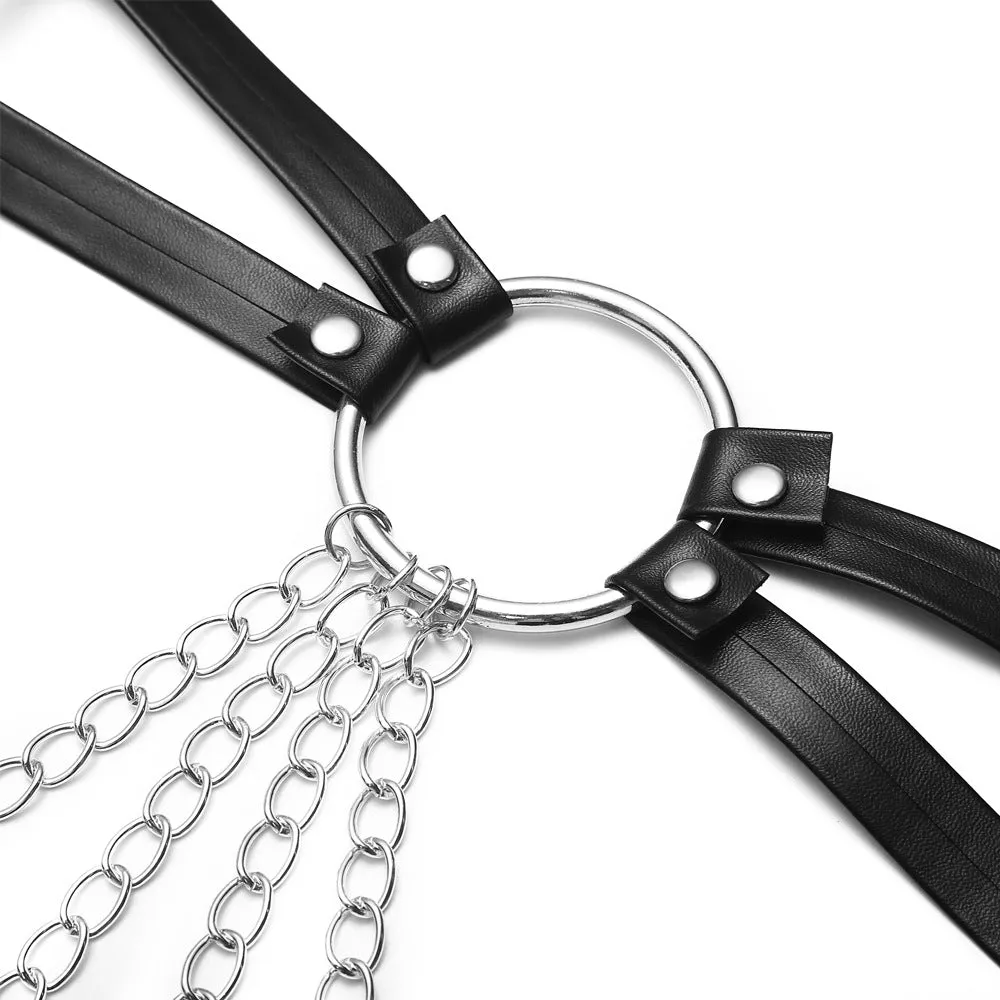 Sexy Chain Leather Strap Jewelry Waist Bondage