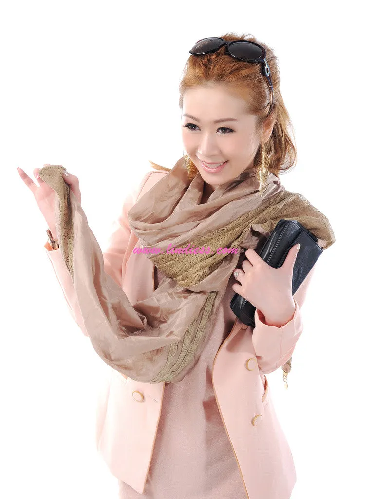 SILK & LACE SCARF - GOLDEN SATIN