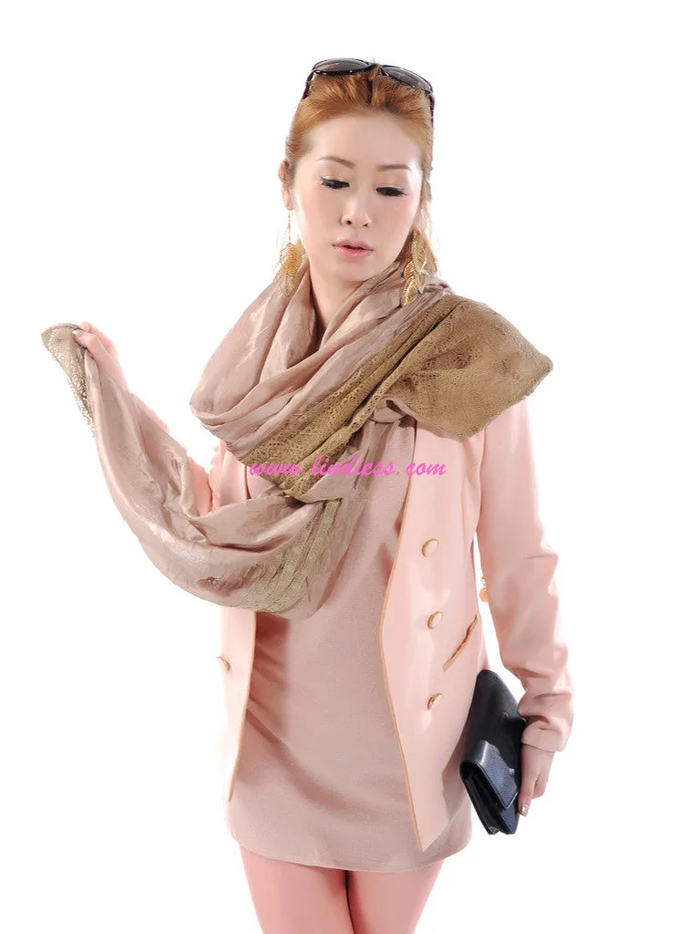 SILK & LACE SCARF - GOLDEN SATIN