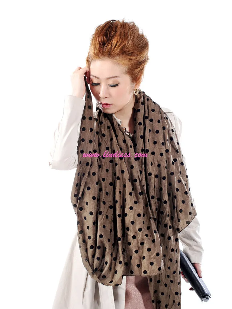SILK POLKA DOTS SCARF - ARMY GREEN