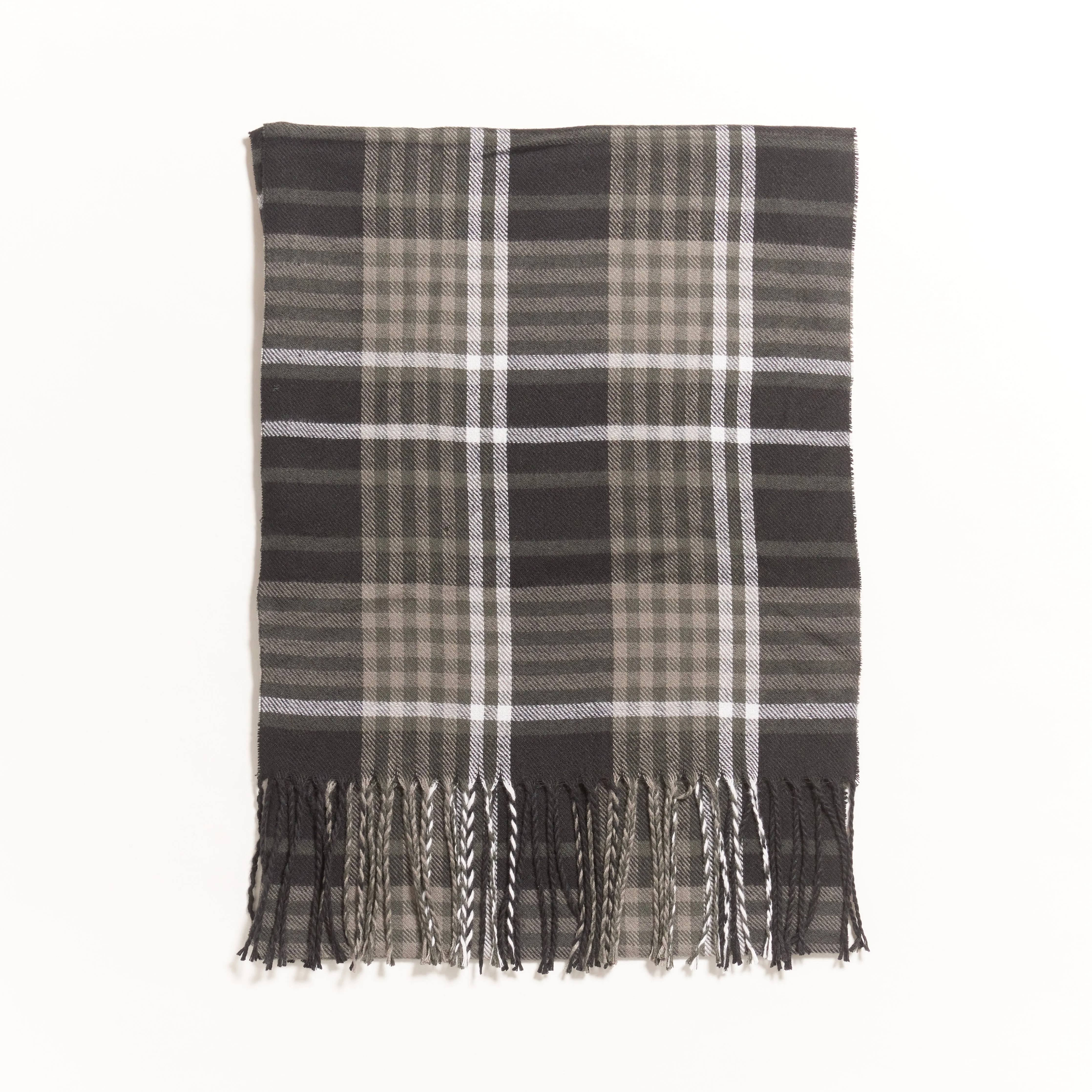 tartan plaid scarf in charcoal