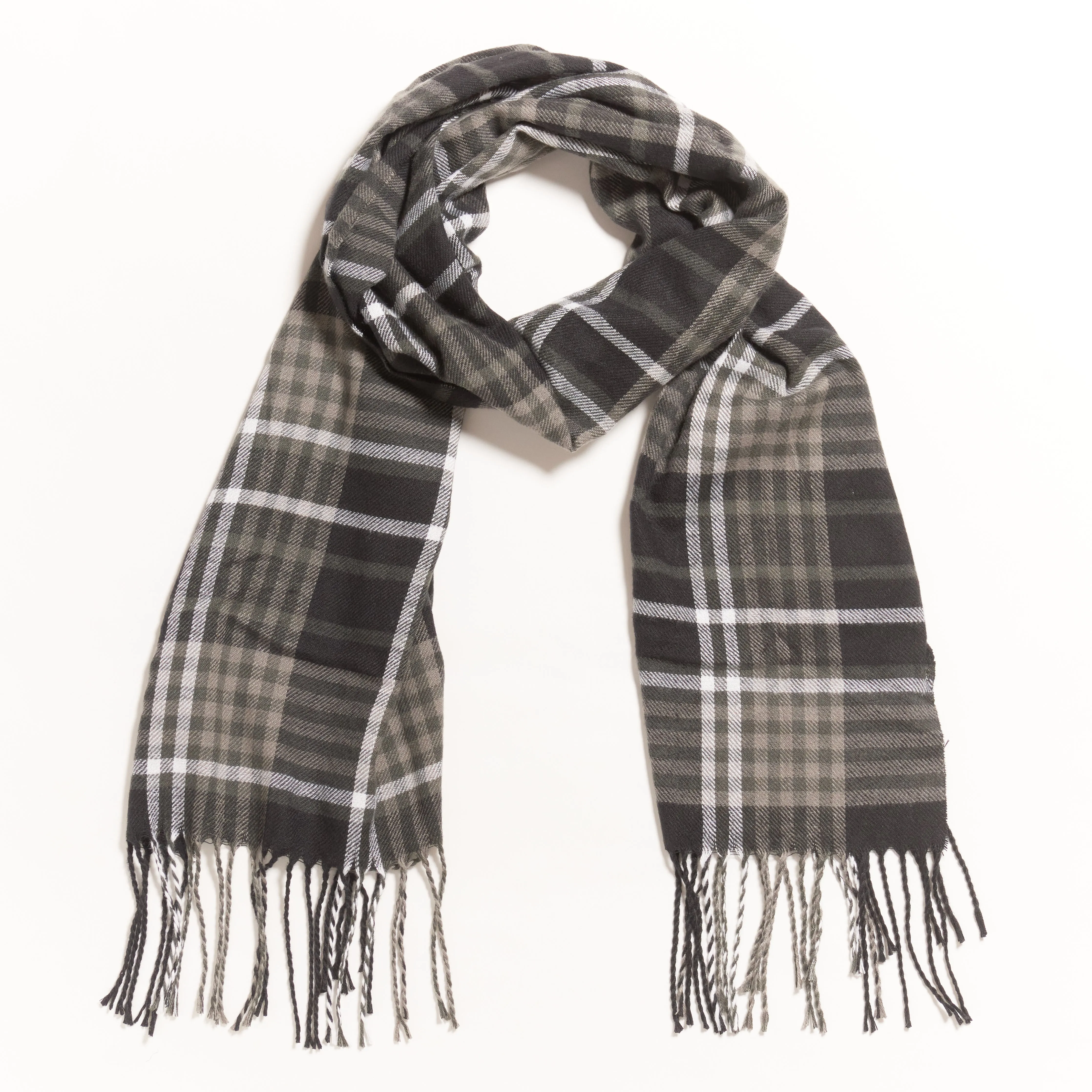tartan plaid scarf in charcoal