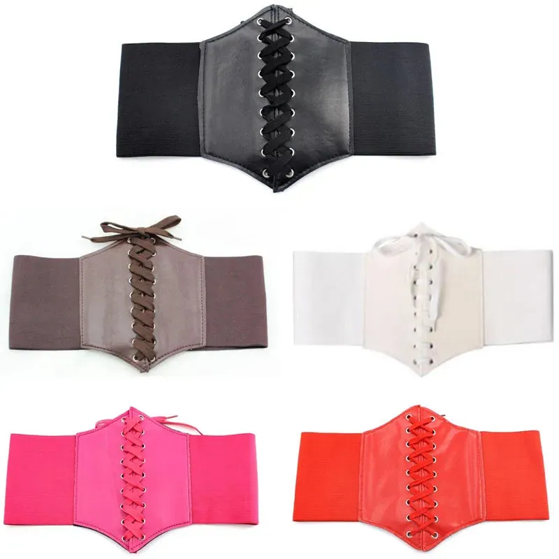Trendy Faux Leather Elastic Corset Belt