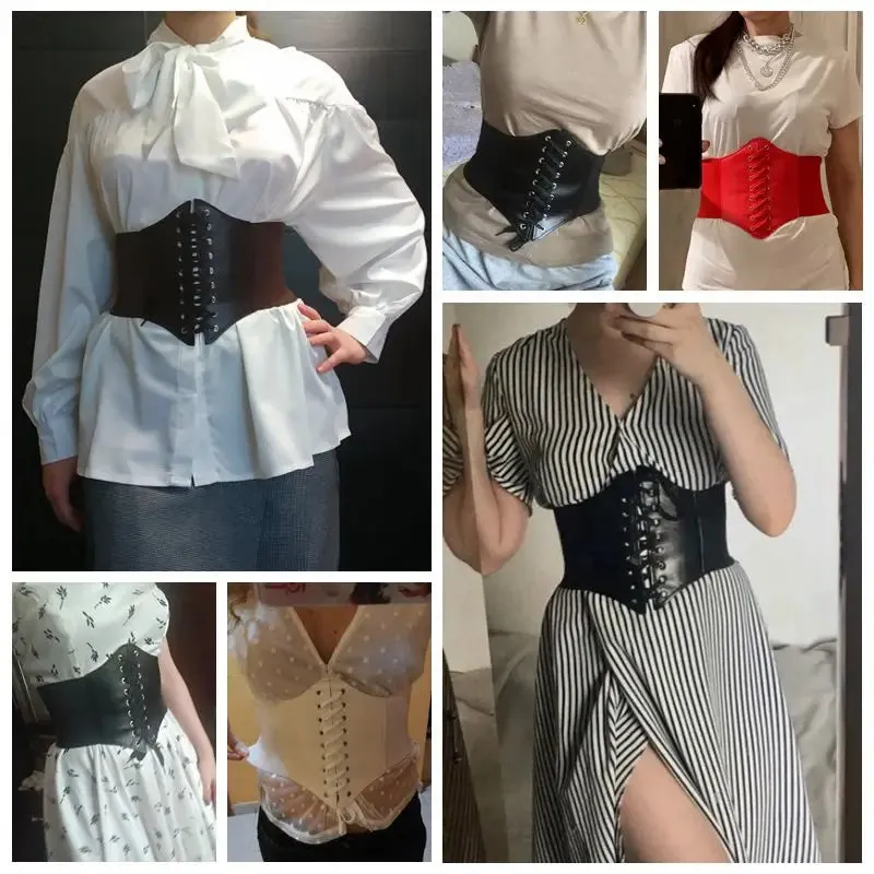 Trendy Faux Leather Elastic Corset Belt