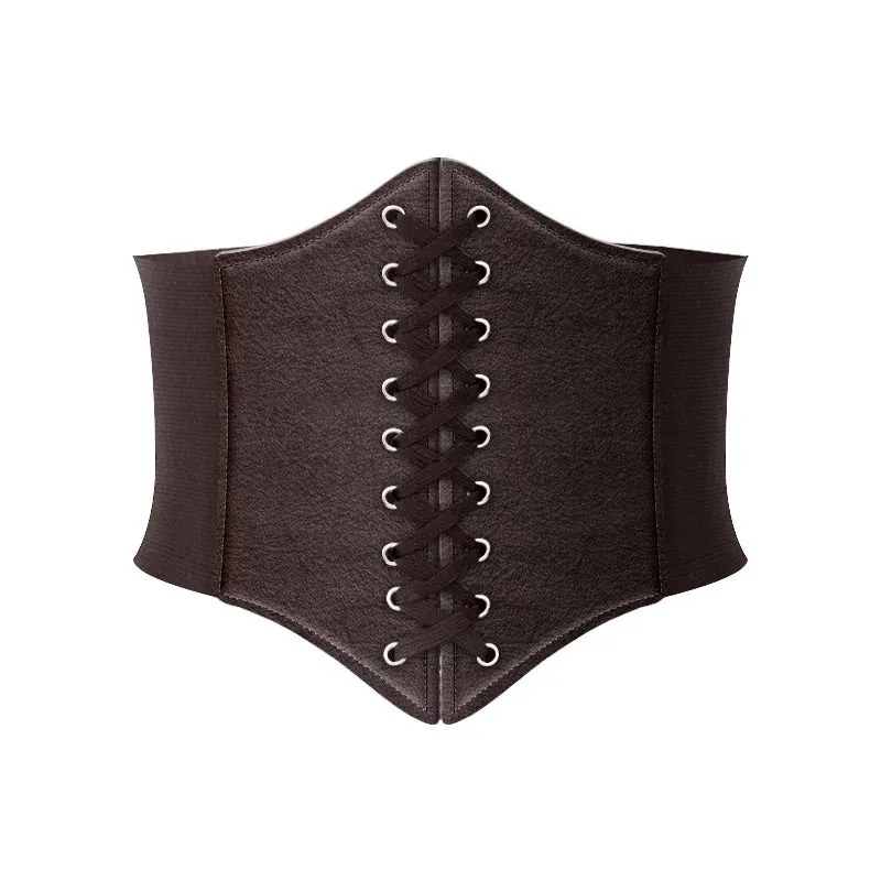 Trendy Faux Leather Elastic Corset Belt