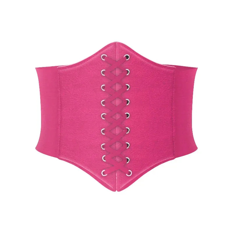 Trendy Faux Leather Elastic Corset Belt