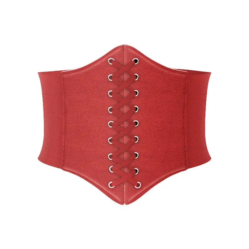 Trendy Faux Leather Elastic Corset Belt