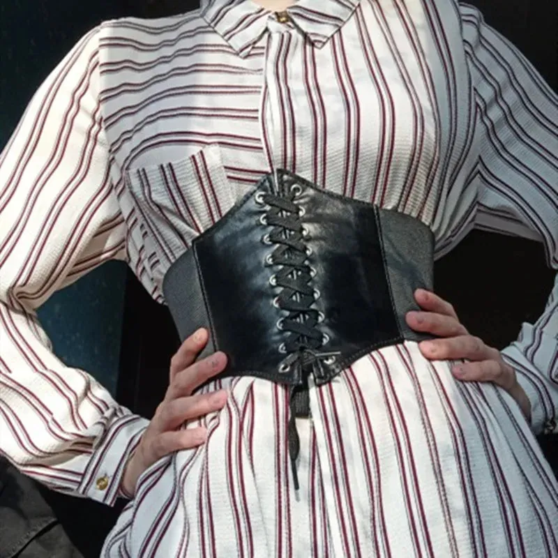 Trendy Faux Leather Elastic Corset Belt