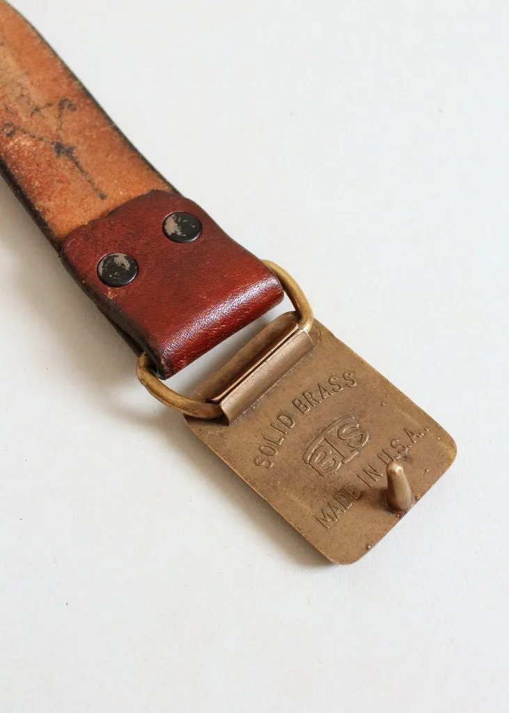 Vintage 1970s Craftmasters of Nantucket Scrimshaw Butterfly Belt