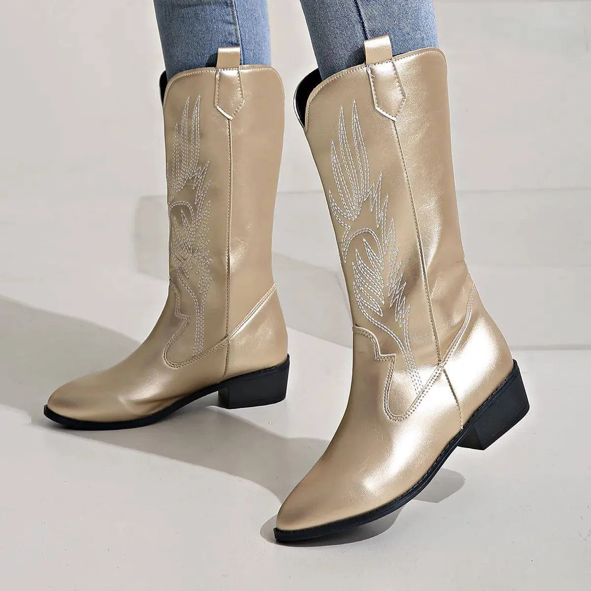 Women's Leather Cowboy Boots: Western Style Ankle Boots