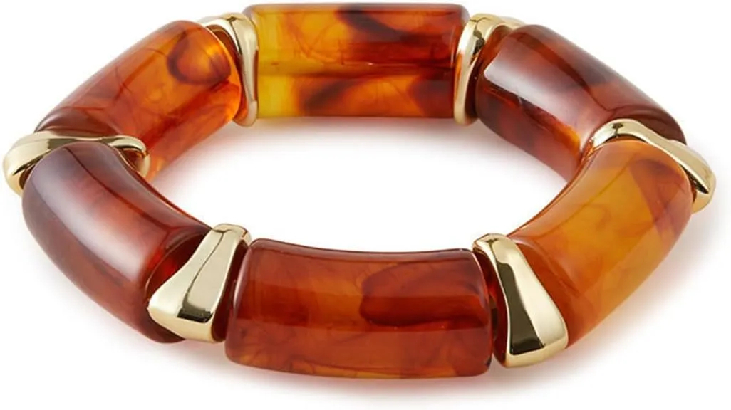 ZMANYIJEW Chunky Acrylic Resin Stretch Rope Bracelet for Women Resin Acrylic Bracelet Unique Stone Resin Bracelet for Women