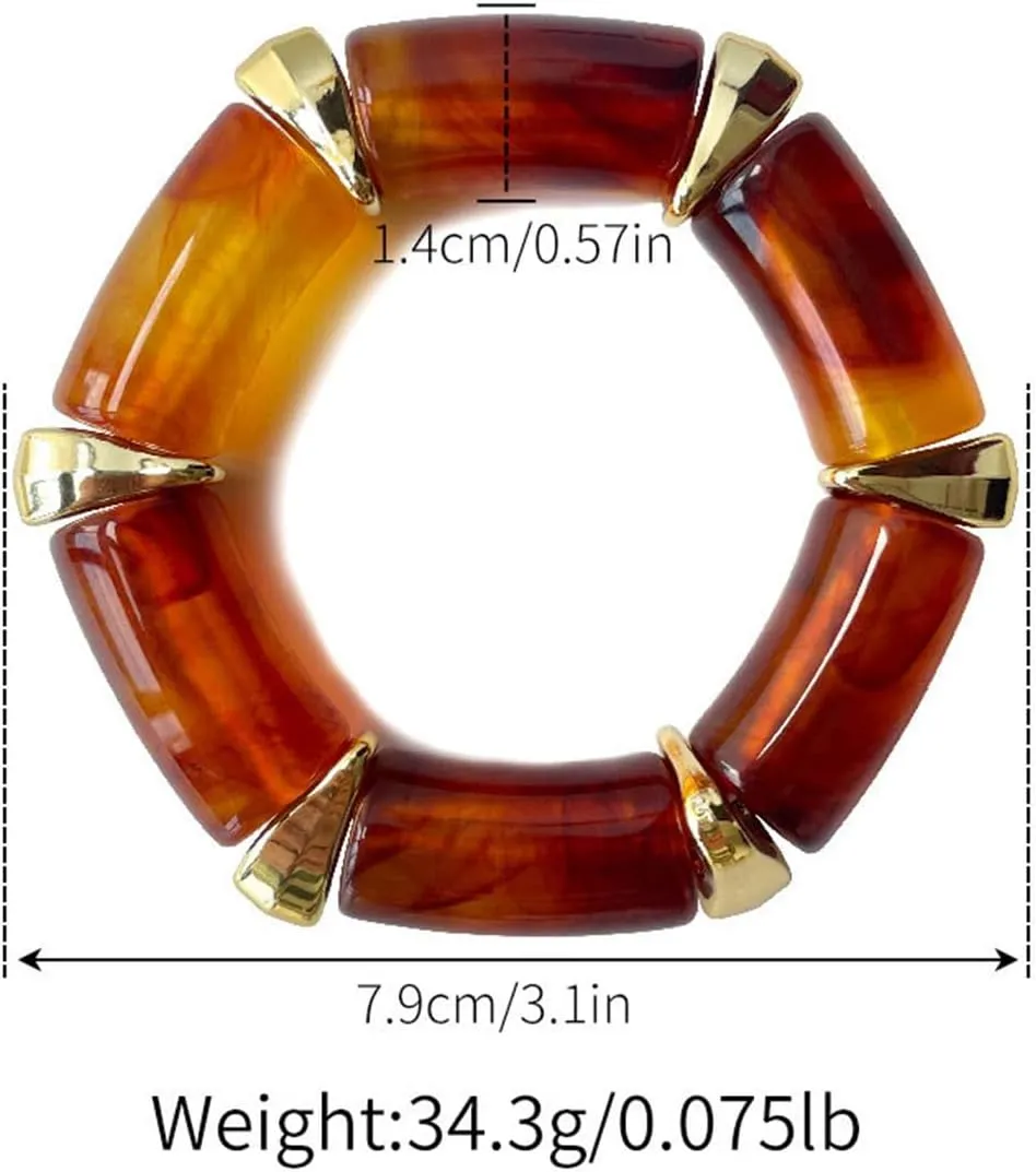 ZMANYIJEW Chunky Acrylic Resin Stretch Rope Bracelet for Women Resin Acrylic Bracelet Unique Stone Resin Bracelet for Women
