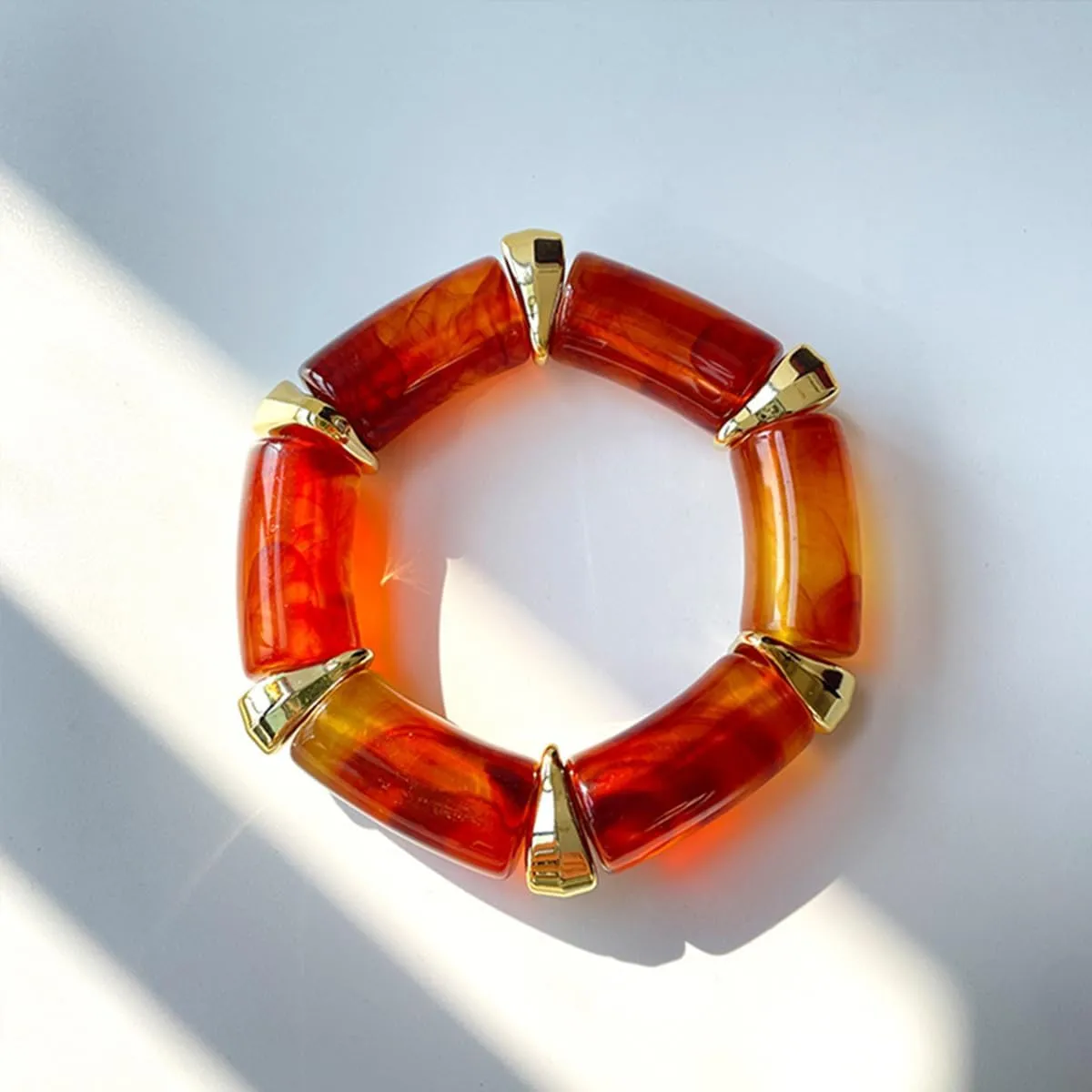 ZMANYIJEW Chunky Acrylic Resin Stretch Rope Bracelet for Women Resin Acrylic Bracelet Unique Stone Resin Bracelet for Women