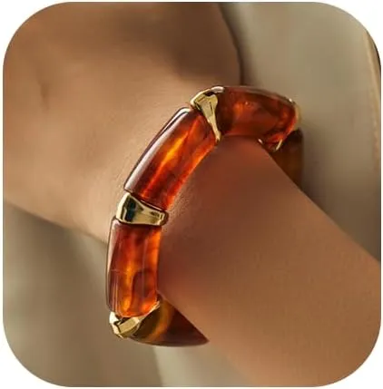 ZMANYIJEW Chunky Acrylic Resin Stretch Rope Bracelet for Women Resin Acrylic Bracelet Unique Stone Resin Bracelet for Women